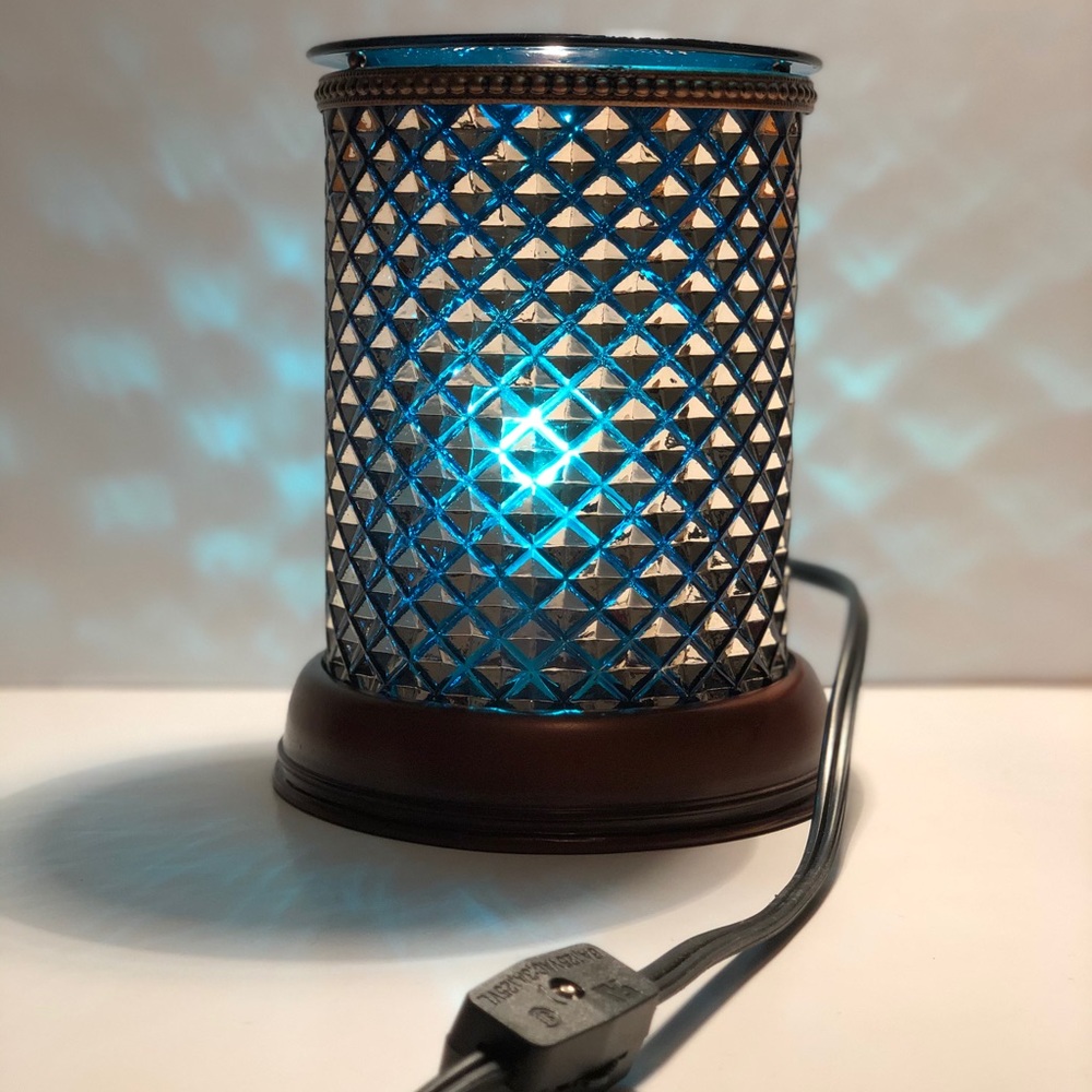 Scentsy glass warmer-deep teal and copper facets